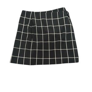 LOFT Black Mini Skirt with White Windowpane Grid